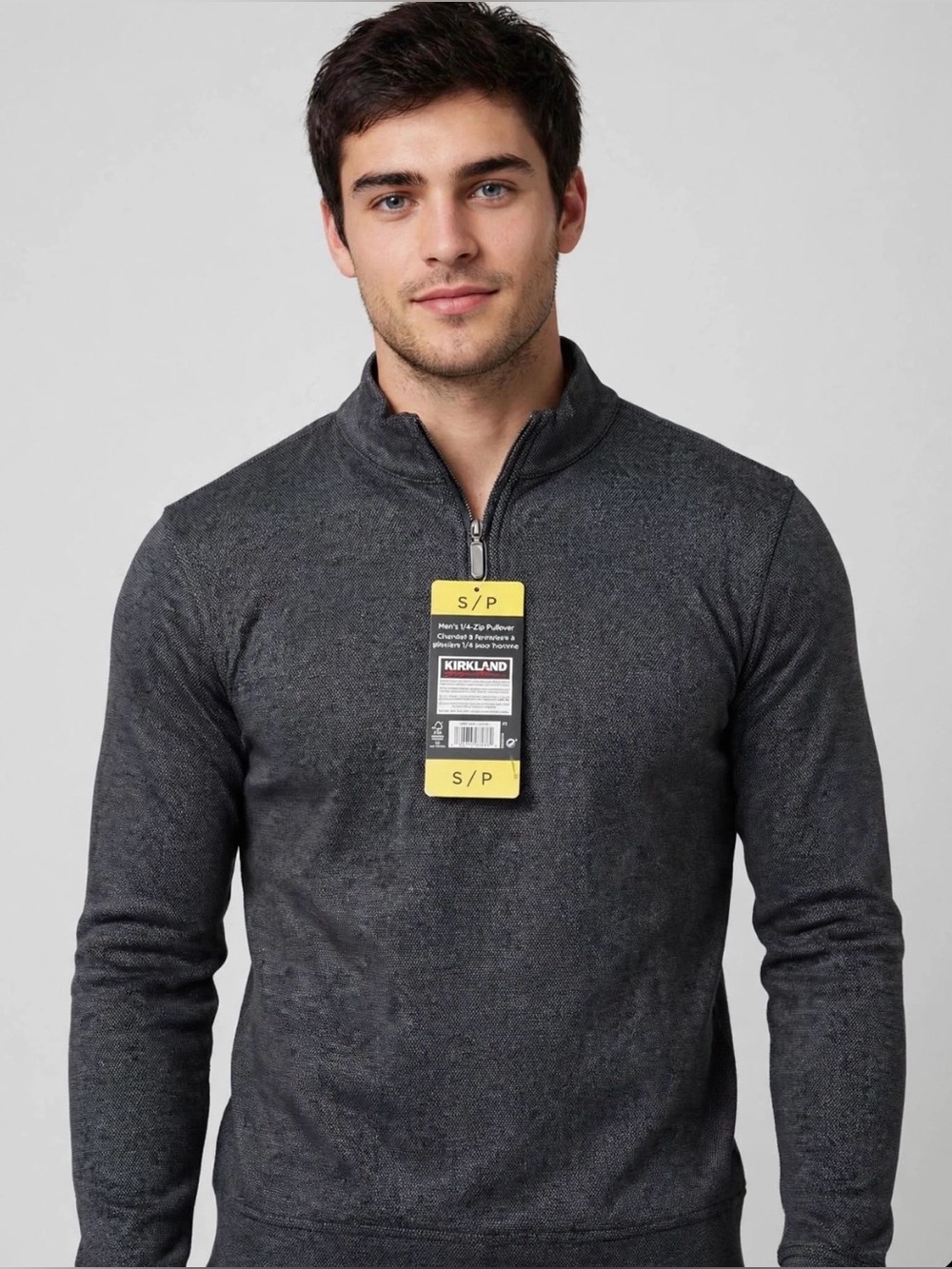 Kirkland Signature Men's Gray 1/4-Zip Pullover